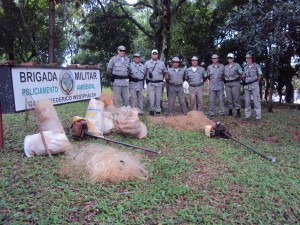 Apreensão feita pela Polícia Ambiental na Bacia do Rio Uruguai. Foto: Grupo de Polícia Ambiental de FW