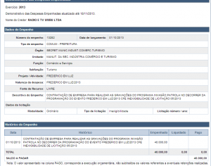 publicação que está no portal da transparência de FW e que foi divulgada por José Antonio Meira da Rocha. O endereço para acesso é: https://sim.digifred.net.br/frederico/contas/despesas/detalhes_credor_empenho/2013/13282